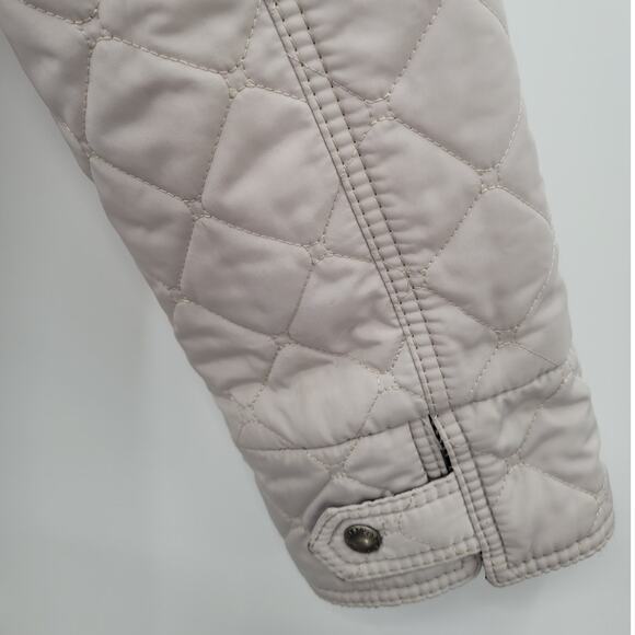 HP Miju Beige Quilted‎ Lined  zip and Snap Hooded Parka Jacket - Picture 12 of 16